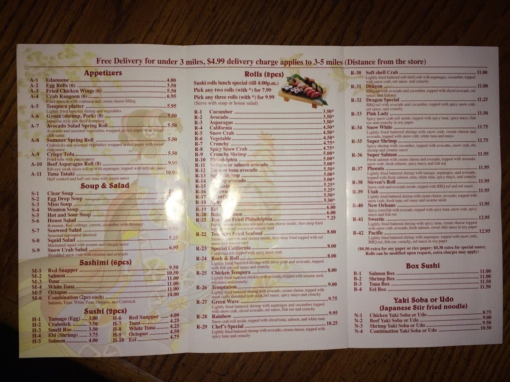 Menu sushi express city fat restaurant sign metairie please