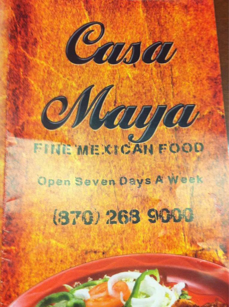 Menu at Casa Maya restaurant, Jonesboro
