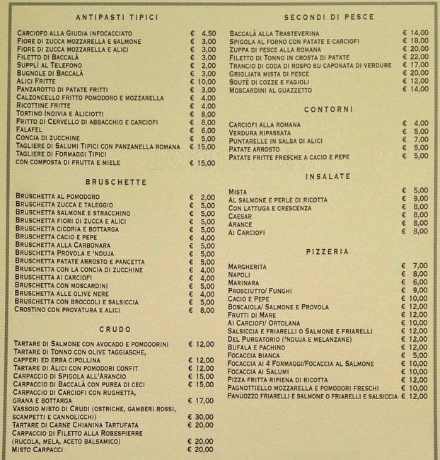 Menu di Catinari 