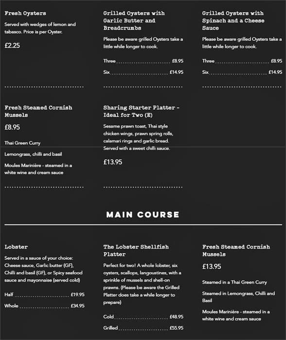 Menu at The Lobster Pot Beeston restaurant, Nottingham, 27 Villa St