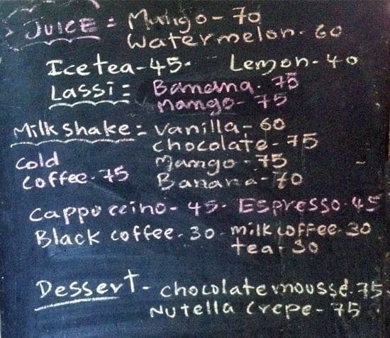 Frites Corner menu