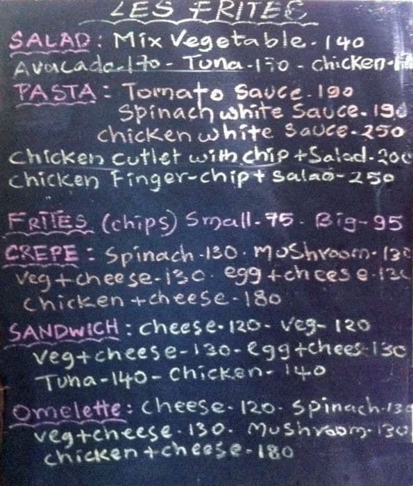 Frites Corner menu