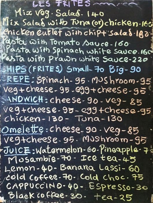 Frites Corner menu