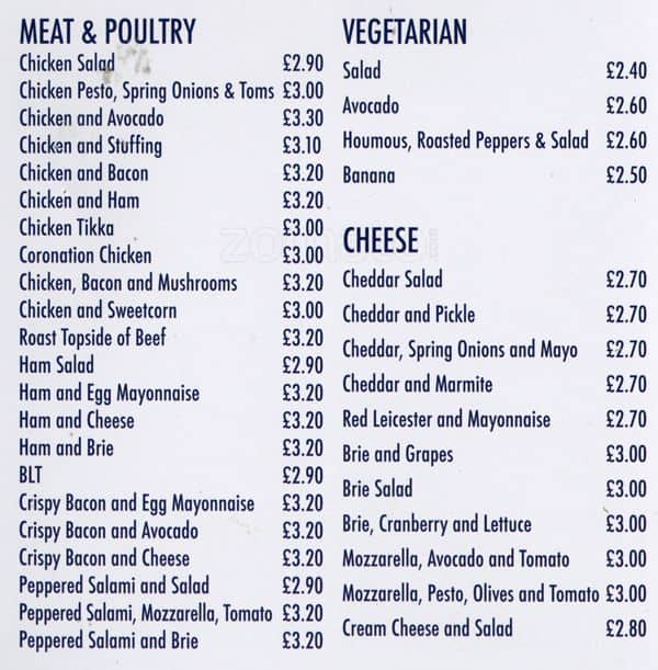 Menu at Crumbs fast food, WaltononThames, 103 Hersham Rd