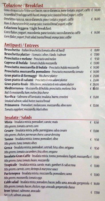 Menu di Gran Caffè Roma 