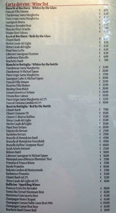 Menu di Gran Caffè Roma 