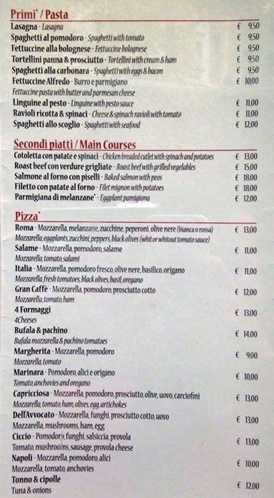 Menu di Gran Caffè Roma 