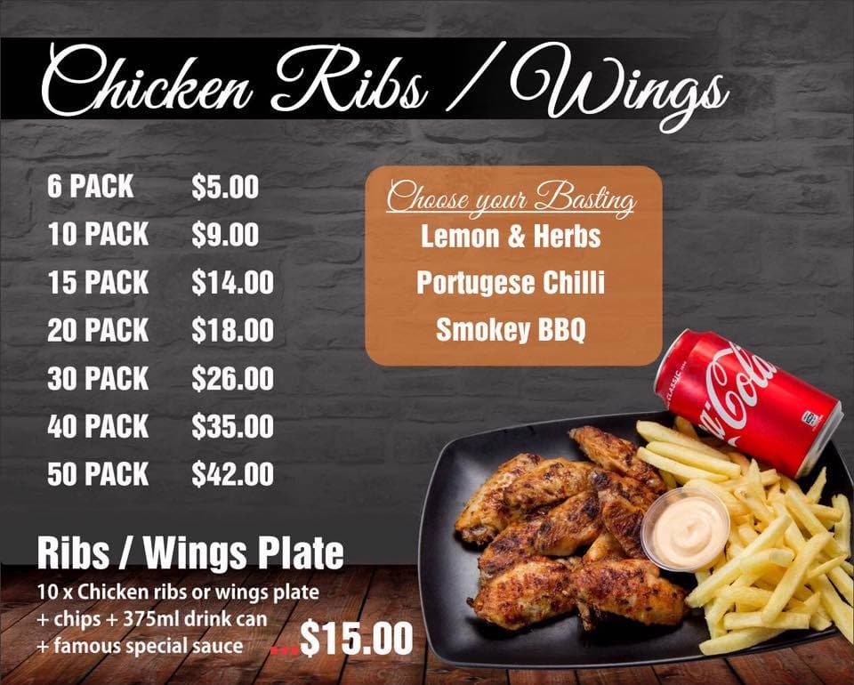 Menu at Sydneys Wings And Things restaurant, Bankstown
