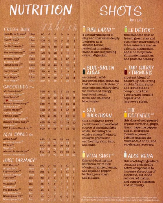 Menu at Juice Generation pub & bar, West New York, 117 W 72nd St