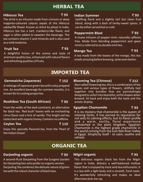 Tapri Tea Lounge menu, Menu restauracji Tapri Tea Lounge, Sion, Mumbai Zomato