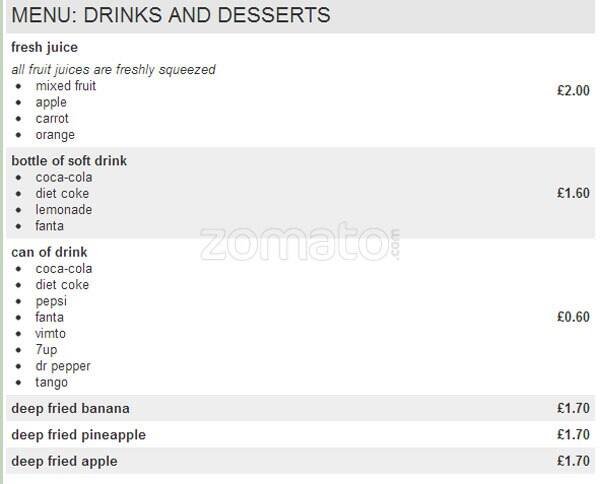 Delicacy Bar Chinese Takeaway menu