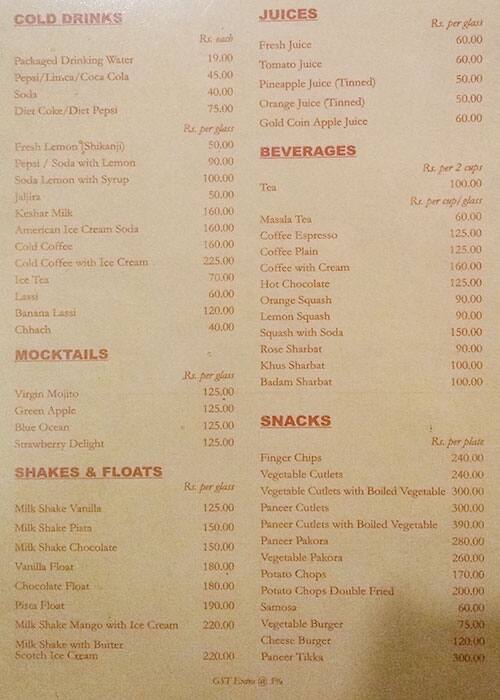 Menu at Natraj Restaurant, Jaipur, Mirza Ismail Rd