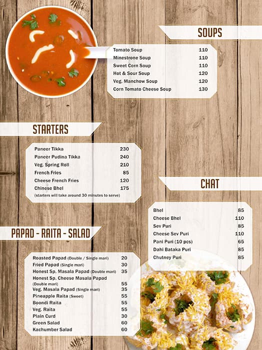 Honest Menu Menu For Honest Satellite Ahmedabad Honest Menu Menu For Honest Satellite Ahmedabad