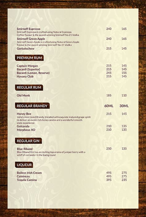 Navrang Bar menu