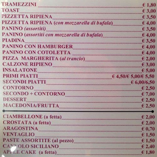 Menu de Fashion Cafè