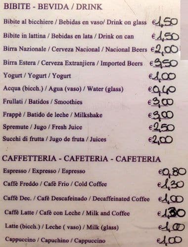 Menu de Fashion Cafè