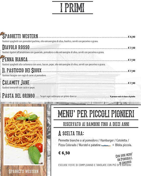 Menu di Ristorante La Taverna Del West Roma 