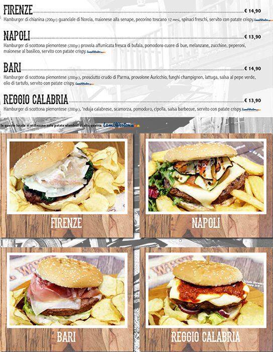 Menu di Ristorante La Taverna Del West Roma 