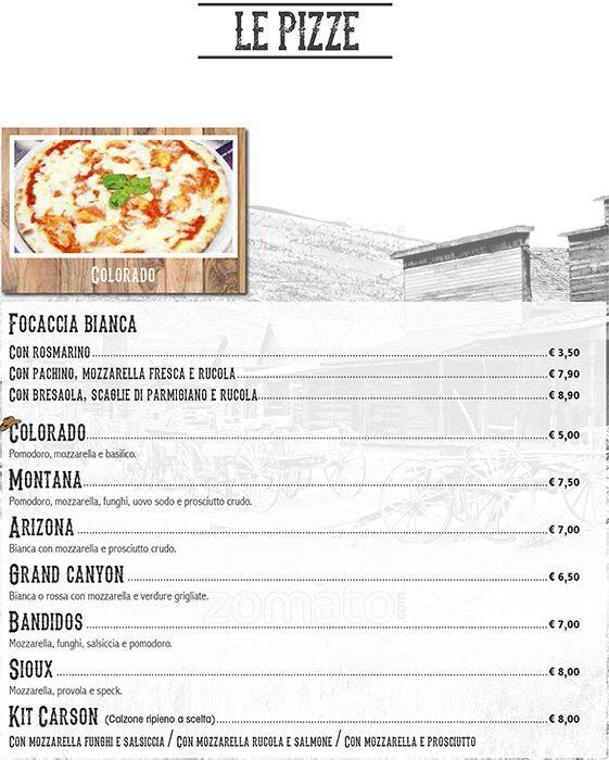 Menu di Ristorante La Taverna Del West Roma 