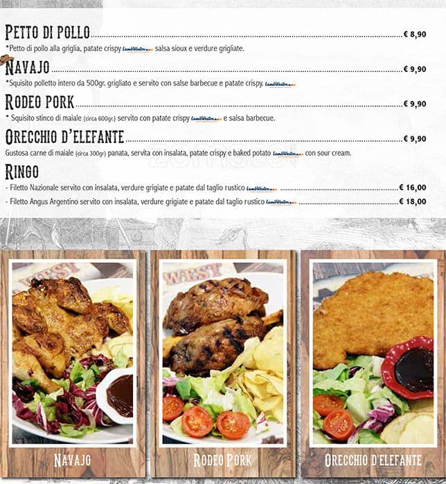 Menu di Ristorante La Taverna Del West Roma 