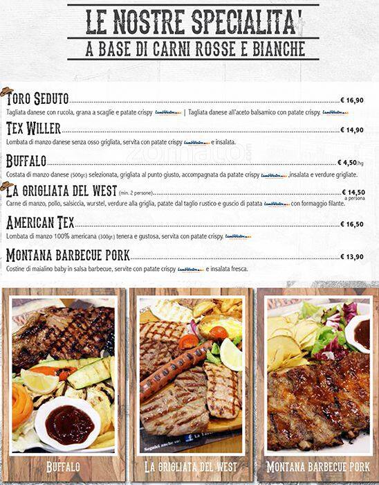Menu di Ristorante La Taverna Del West Roma 