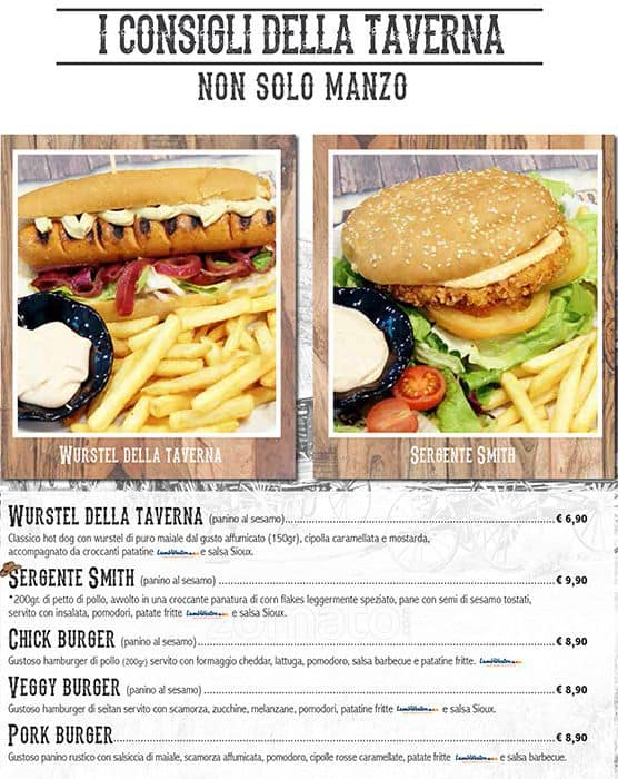Menu di Ristorante La Taverna Del West Roma 
