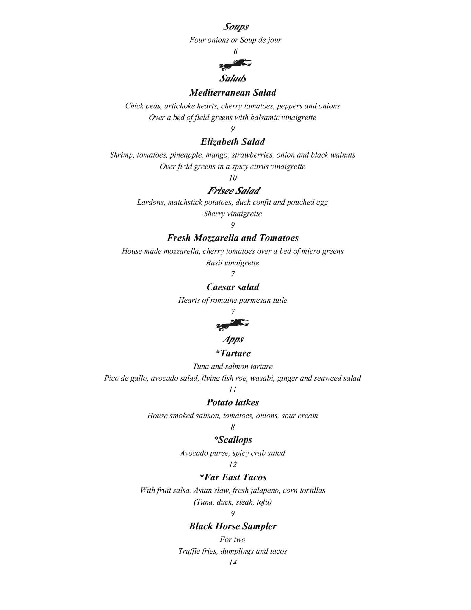 Black Horse Tavern Menu, Menu for Black Horse Tavern, Newtown, Bucks ...