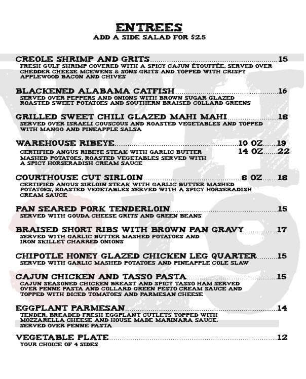 Warehouse 319 Menu Menu For Warehouse 319 Jasper Jasper