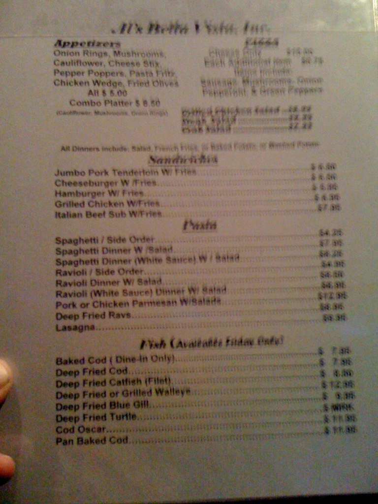 Al S Bella Vista Incorporated Menu