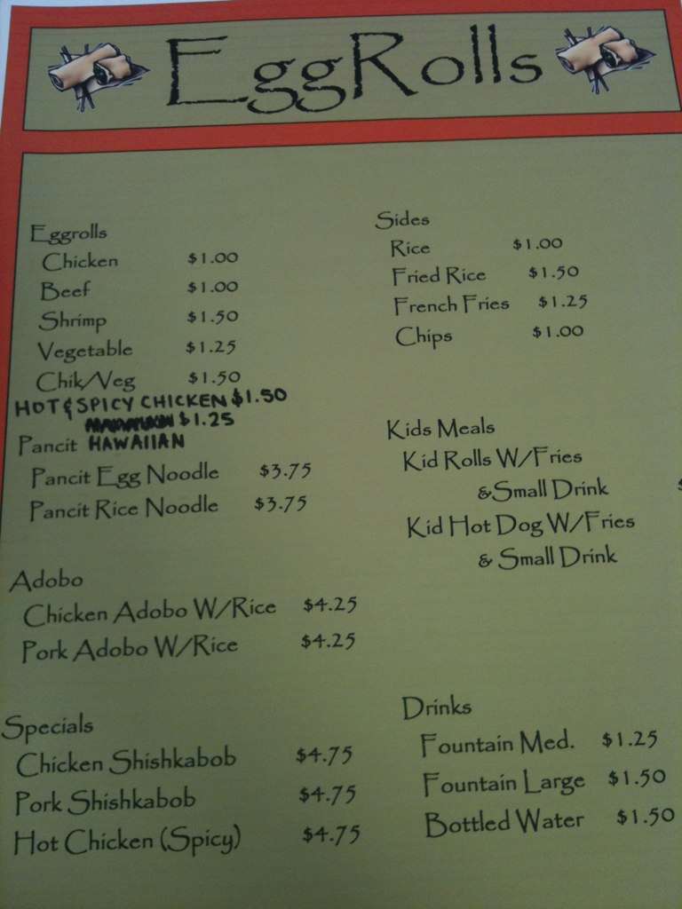 Egg Rolls Menu, Menu for Egg Rolls, Benton Harbor, Benton Harbor