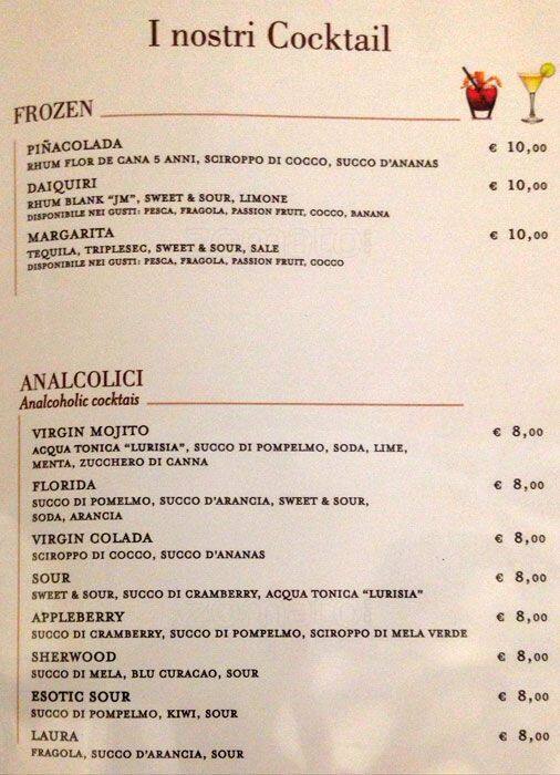 Menu di Eataly 