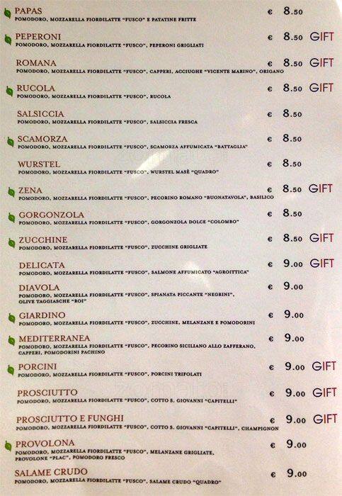 Menu di Eataly 
