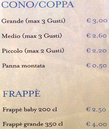 Menu di Eataly 