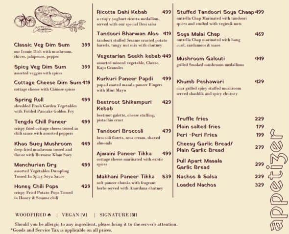 Menu at Anardana Chandigarh, Chandigarh