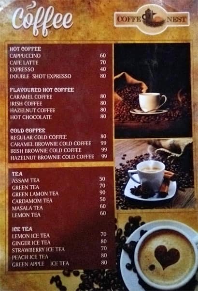 Coffee Nest Menu For Maligaon Guwahati Zomato Coffee Nest Maligaon Menu