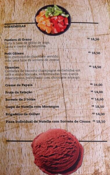 A Esperança cardápio