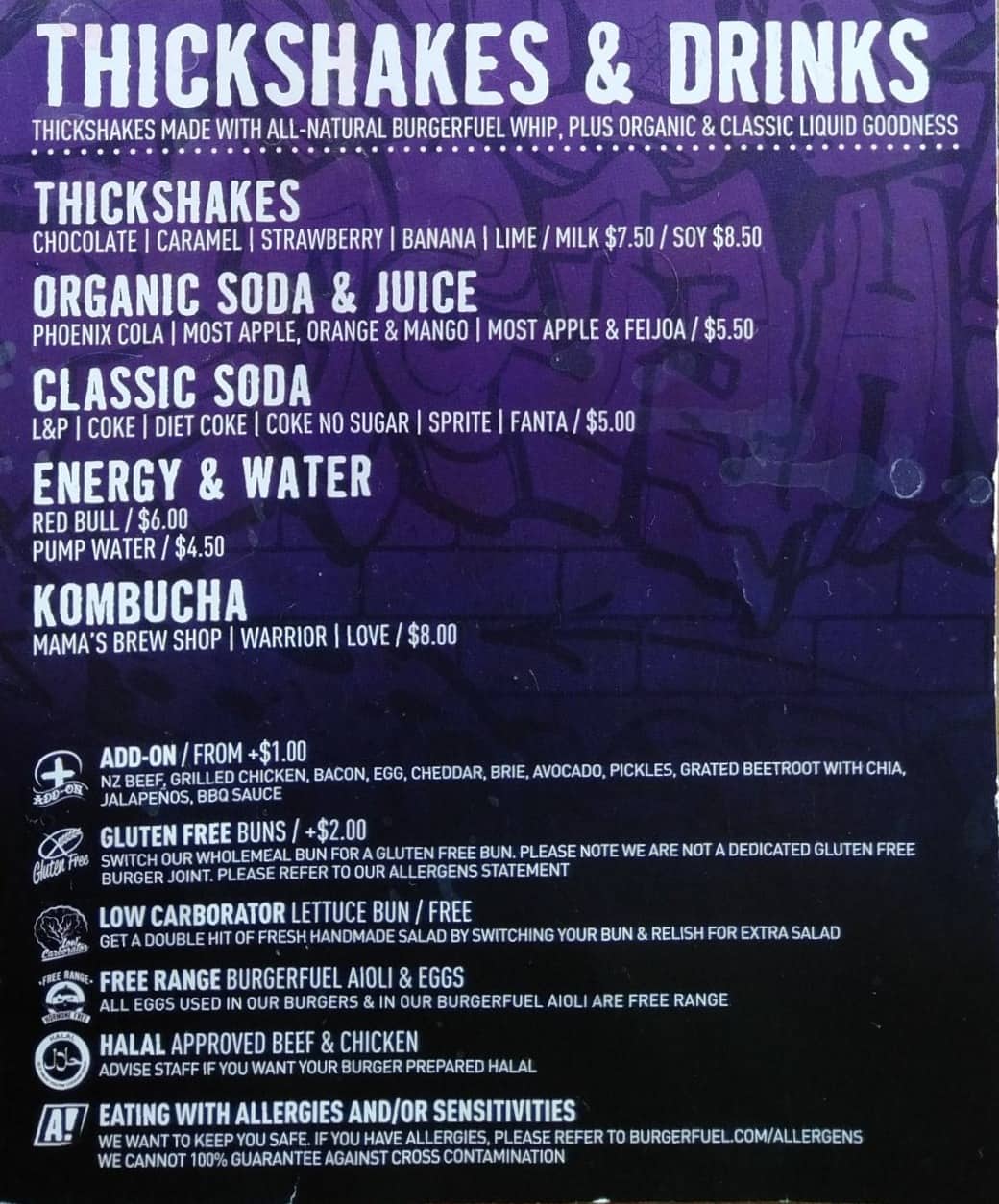 Menu at BurgerFuel restaurant, Hamilton, Countdown Centre Horsham Downs Rd