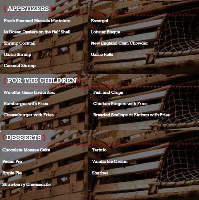 The Lobster Trap Menu, Menu for The Lobster Trap, North York, Toronto