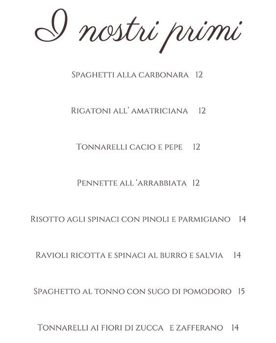 Menu di Berninetta 