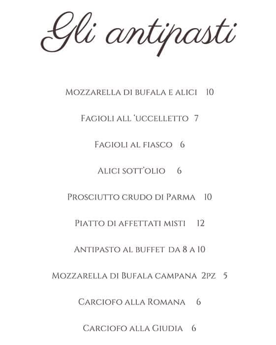 Menu di Berninetta 