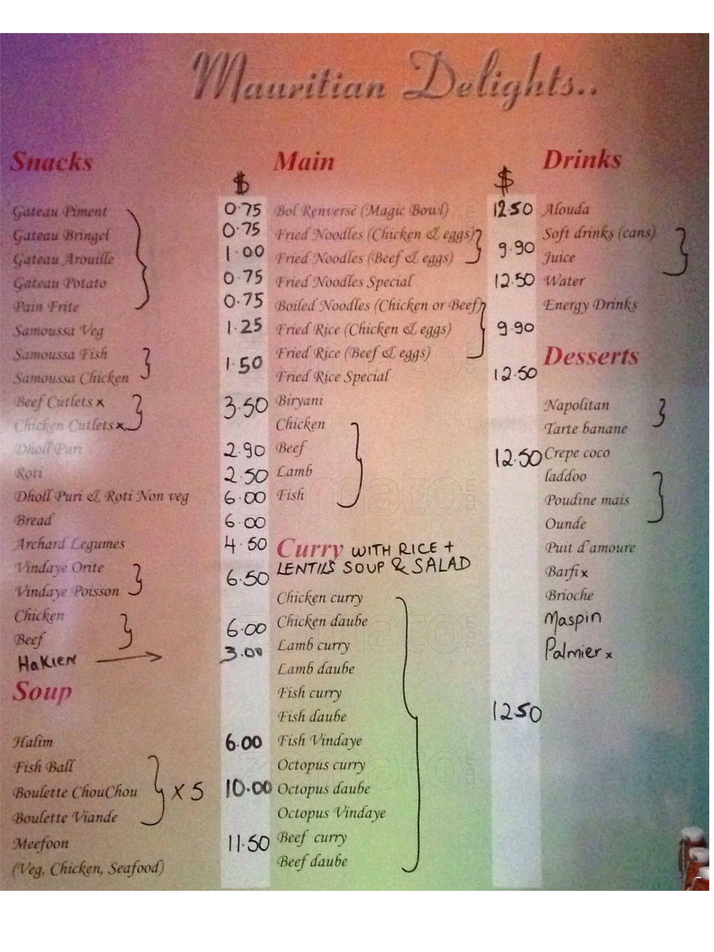 Green Coriander Mauritian Cafe Menu Urbanspoon/Zomato