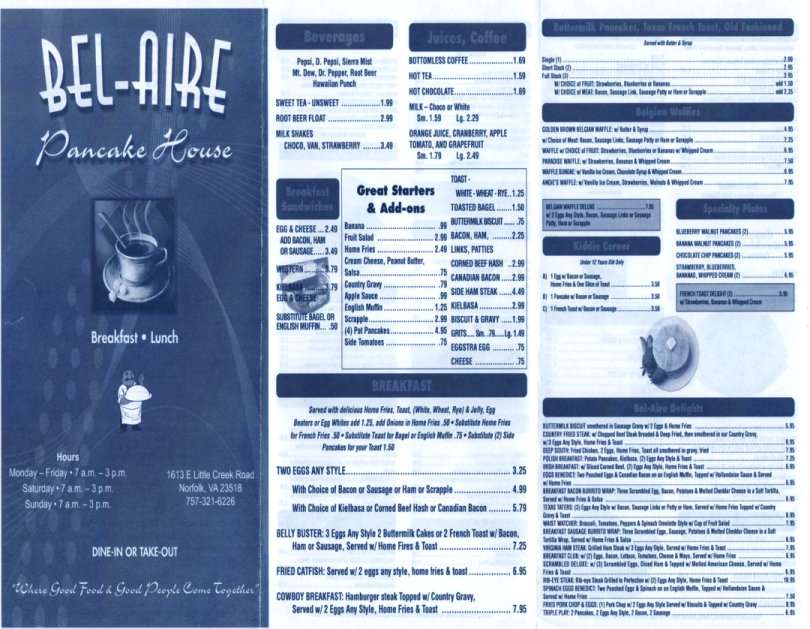 bel aire pancake house menu menu for bel aire pancake house central norfolk hampton roads