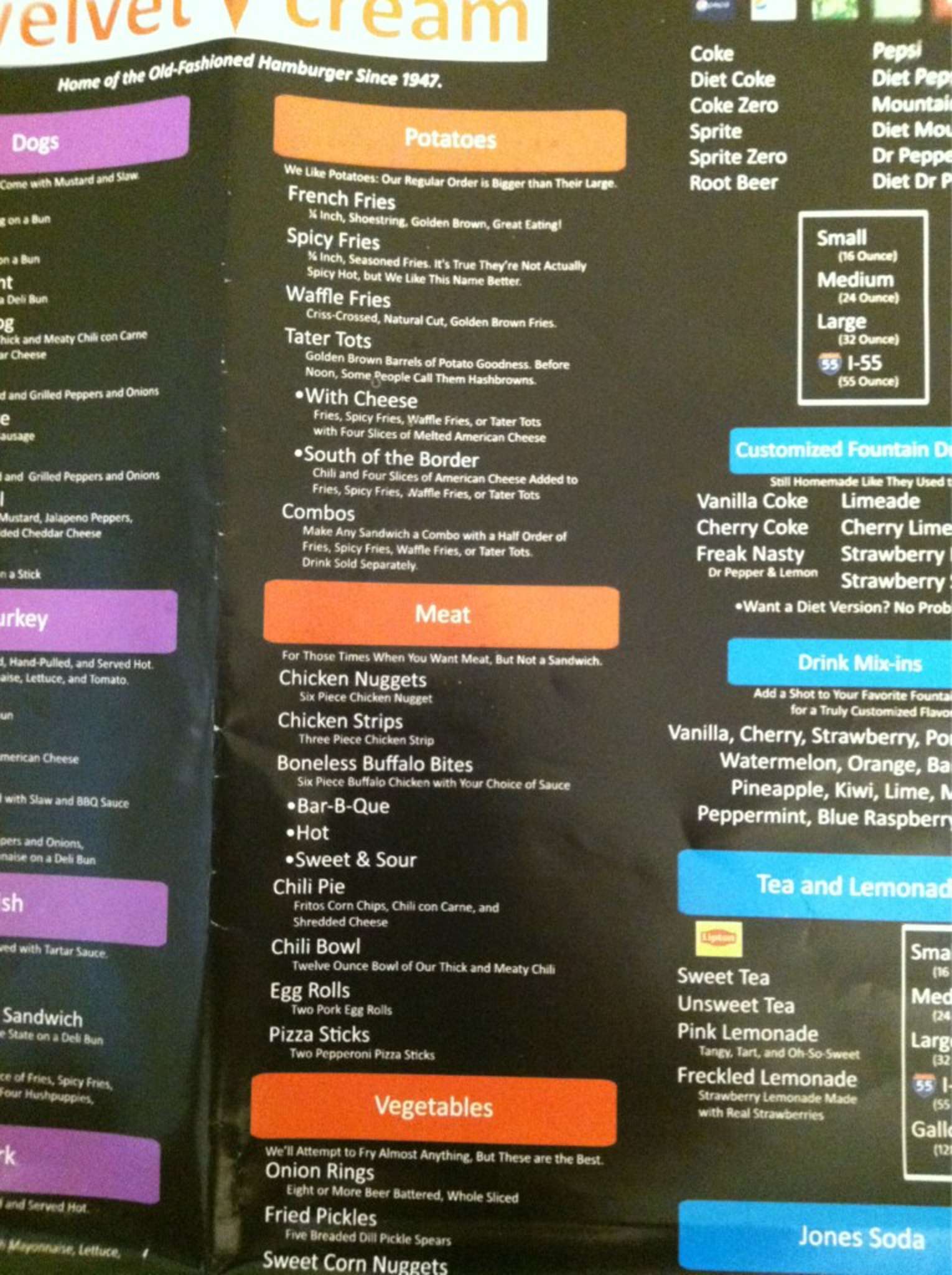 Menu at Velvet Cream The Dip fast food, Hernando