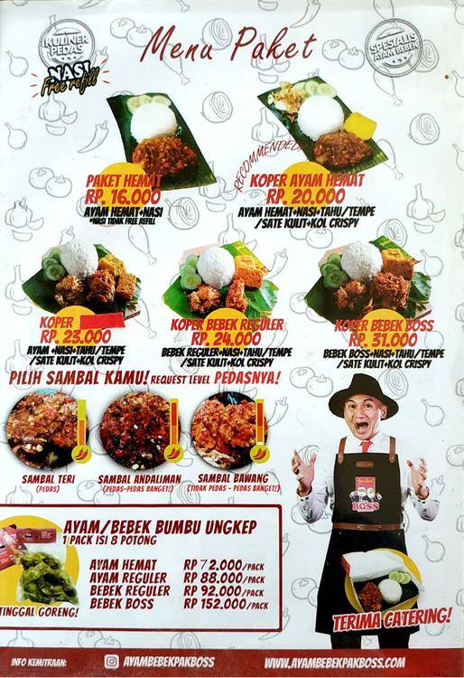 Ayam Bebek Pak Boss Menu Menu For Ayam Bebek Pak Boss