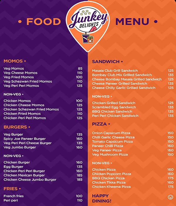 Menu of Junkey Delights, Hinjawadi, Pune