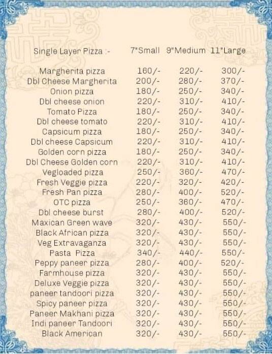 Menu of Pizza, Jhotwara, Jaipur