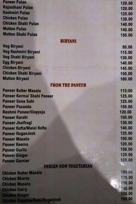 Swarnrekha Restaurant - Hotel Ganga Residency menu