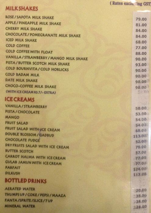 Padmashree Deluxe Restaurant menu