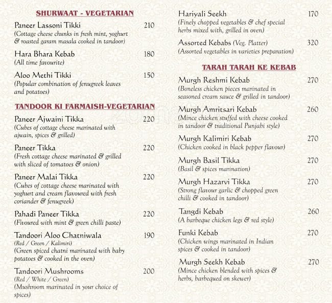Menu of Satyam's Food Court, Mulund West, Mumbai