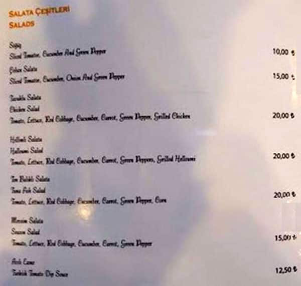 Menu at Rumeli Kale Cafe, Istanbul, Yahya Kemal caddesi. 10